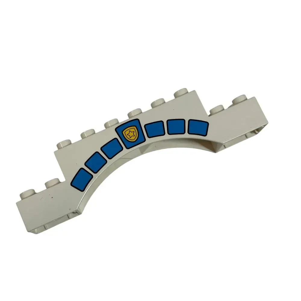 Duplo Lego White Blue Arch 2X10X2 Police Station Sign Town Brick Piece Part